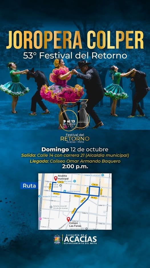 #InformaciónInstitucional ¡HOY Acacías vive la gran Joropera Colper! El cierre del 53°