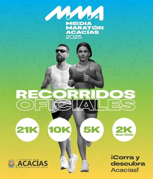 CONOZCA LAS RUTAS OFICIALES DE LA MEDIA MARATÓN DE ACACÍAS. Los invitamos