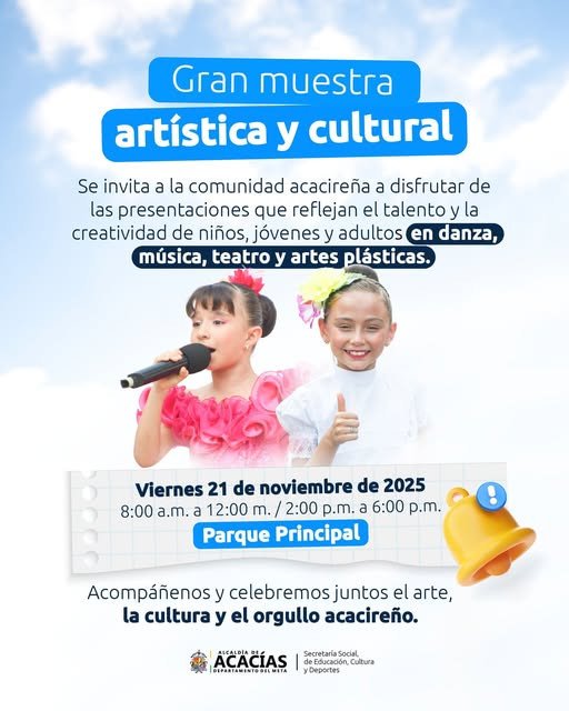 GRAN MUESTRA ARTÍSTICA Y CULTURAL. La Alcaldía Municipal invita a la comunidad