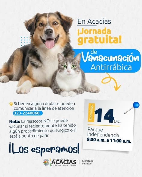 VACUNACIÓN ANTIRRÁBICA GRATUITA Si tiene mascota mayores de 3 meses que aún