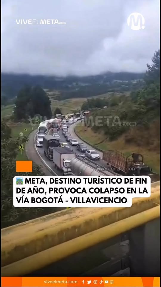 La vía Bogotá–Villavicencio colapsó este martes 30 de diciembre, especialmente en el