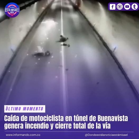 Caída de motociclista en túnel de Buenavista genera incendio y cierre total