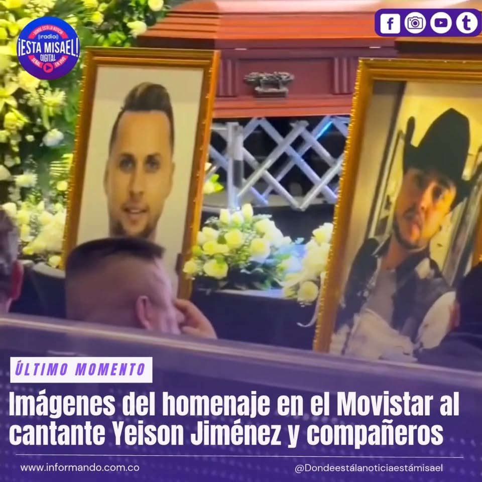 Imágenes del homenaje en el Movistar al cantante Yeison Jiménez y compañeros