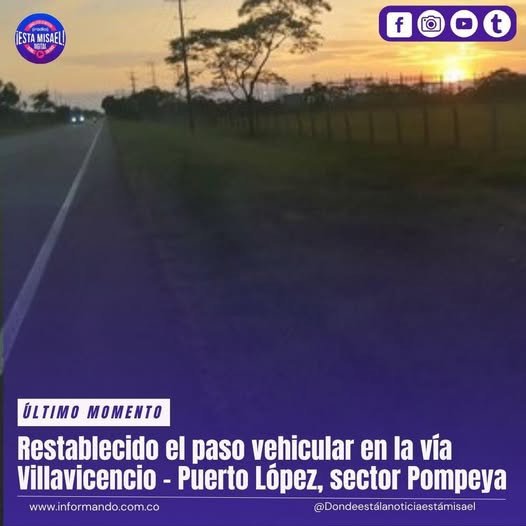 Restablecido el paso vehicular en la vía Villavicencio – Puerto López, sector
