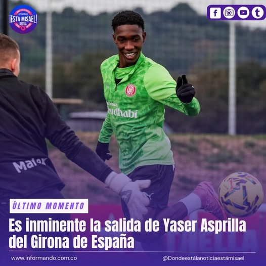 Es inminente la salida de Yaser Asprilla del Girona de España. El
