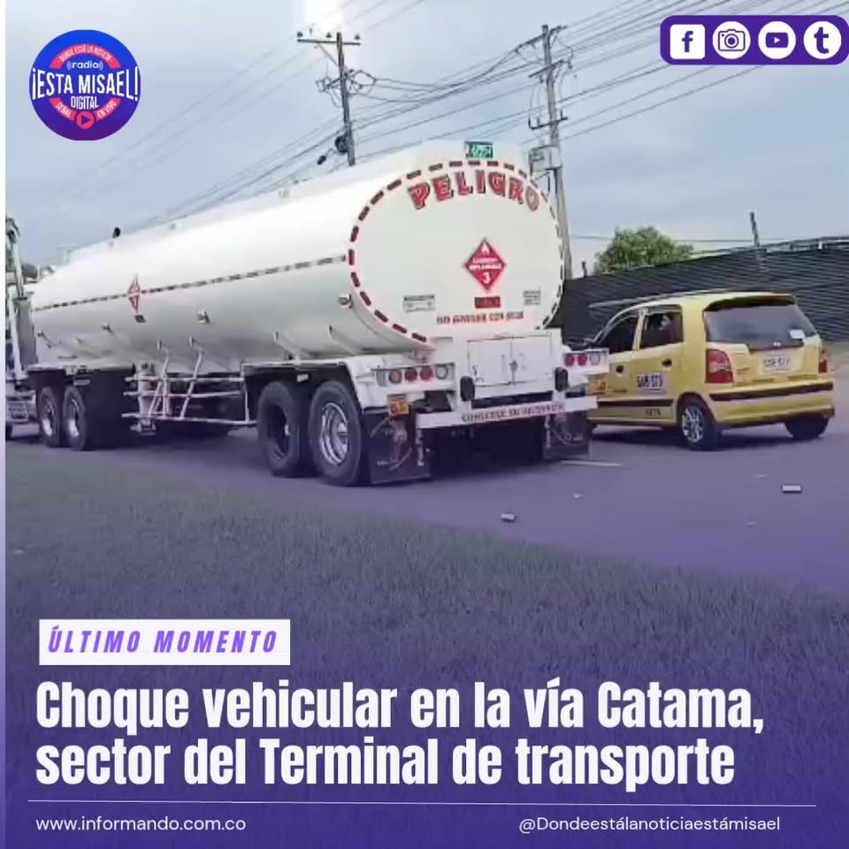Choque vehicular en la vía Catama, sector del Terminal de transporte En
